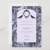 ヴィンテージダークゴシックパープル&ラベンダーダマスクインバート 招待状 (正面)