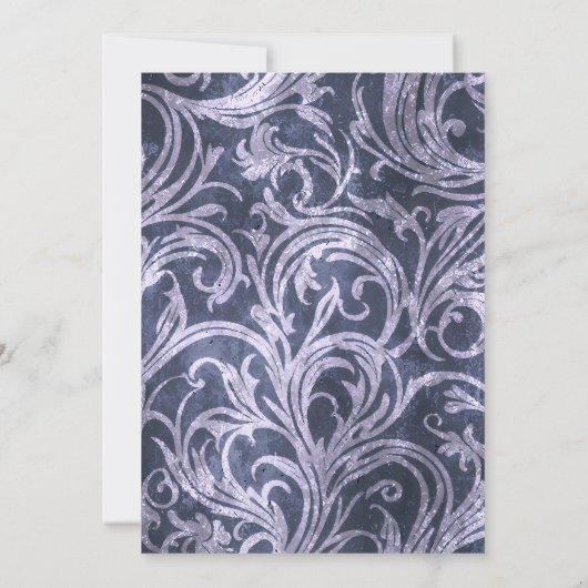 ヴィンテージダークゴシックパープル&ラベンダーダマスクインバート 招待状 (裏面)