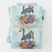 ヴィンテージダークゴシックフラミンゴスケルトンハロウィーン ラッピングペーパーシート (インサイチュ)