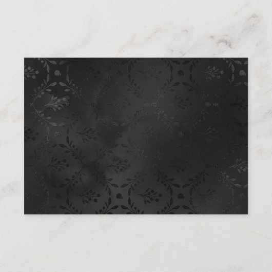 ヴィンテージダークゴシックブラックダマスクウェディング披露宴 エンクロージャーカード (裏面)