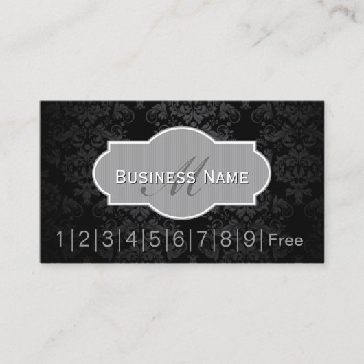 ヴィンテージダークダマスクヘアサロンロイヤリティパンチカード ロイヤリティカード (正面)