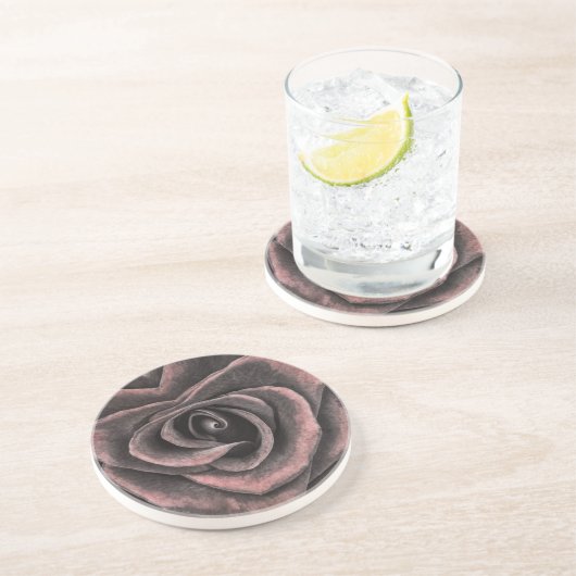 ヴィンテージダークパープルバラアート コースター (側面)