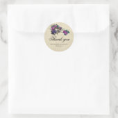 ヴィンテージダークパープルフローラ結婚猫の感謝C ラウンドシール (バッグ)