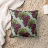 ヴィンテージダークパープルブドウ&つる植物 クッション (ブランケット)