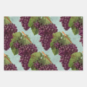 ヴィンテージダークパープルブドウ&つる植物 ラッピングペーパーシート (正面)