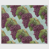 ヴィンテージダークパープルブドウ&つる植物 ラッピングペーパー (フラット)