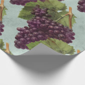 ヴィンテージダークパープルブドウ&つる植物 ラッピングペーパー (角)