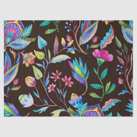 ヴィンテージダークフラワーデクページティッシュペーパー 薄葉紙 (正面)