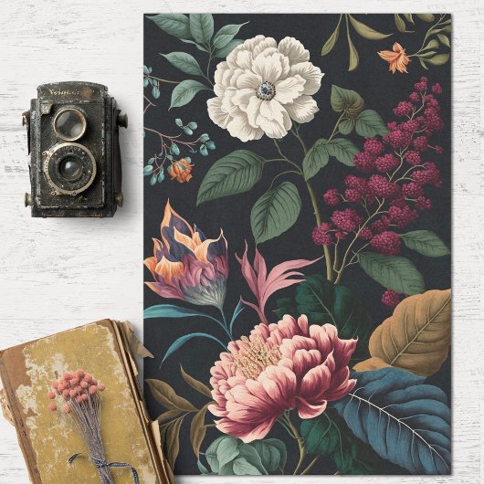 ヴィンテージダークフラワーデコップ 薄葉紙