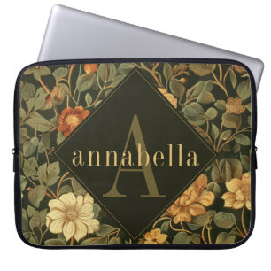 ヴィンテージダークフローラウィリアムモリスモノグラム ラップトップスリーブ