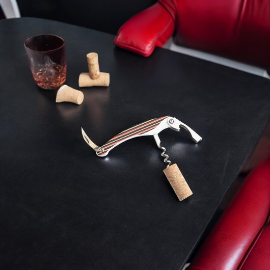 ヴィンテージダークブラウンとグリーンストライプ ソムリエナイフ