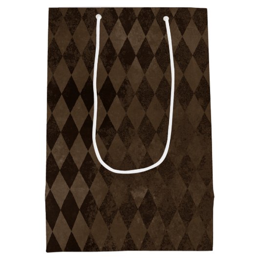 ヴィンテージダークブラウンハーレキン ミディアムペーパーバッグ (裏面)