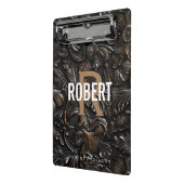 ヴィンテージダークブラウン工具革モノグラム名 ミニクリップボード (アングル2)