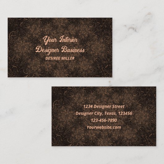 ヴィンテージダークブラウン水カラーアンティークテクスチャ 名刺 (正面/裏面)