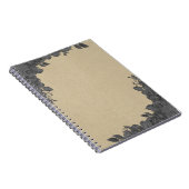 ヴィンテージダークブラックフローラバラクラフトグ素朴ラム ノートブック (右側)