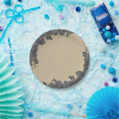 ヴィンテージダークブラックフローラバラ&クラフト結婚ズ ペーパープレート (パーティー)