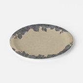 ヴィンテージダークブラックフローラバラ&クラフト結婚ズ ペーパープレート (アングル)