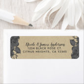 ヴィンテージダークブラックフローラバラ&クラフト結婚ズ ラベル (インサイチュ)