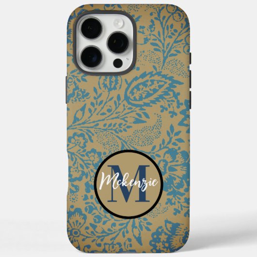 ヴィンテージダークブルーとブラウンワイルドフラワー開花 Case-Mate iPhoneケース (裏面)