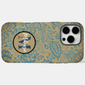 ヴィンテージダークブルーとブラウンワイルドフラワー開花 Case-Mate iPhoneケース (裏面 (横))