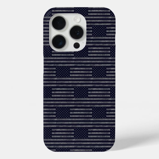 ヴィンテージダークブルーグランジアメリカ国旗のパターン Case-Mate iPhoneケース (裏面)