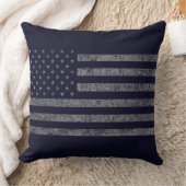 ヴィンテージダークブルーグランジアメリカ国旗 クッション (ブランケット)