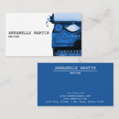 ヴィンテージダークブルータイプライター名刺 名刺 (正面/裏面)