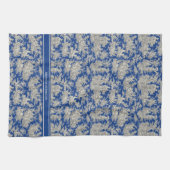 ヴィンテージダークブルートワールデジュウプリント キッチンタオル (横)