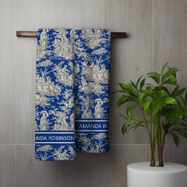 ヴィンテージダークブルートワールデジュウプリント バスタオルセット