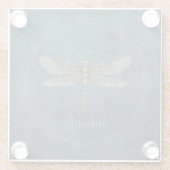 ヴィンテージダークブルー天神秘ドラゴンフライ ガラスコースター (裏面)