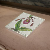 ヴィンテージダークレッドレディースリッパーオーキッドボタニカル タイル