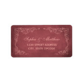 ヴィンテージダークレッドヴィン結婚ヤード差出人住所 ラベル (正面)