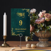 ヴィンテージダーク結婚グリーンのテーブル番号 テーブルナンバー