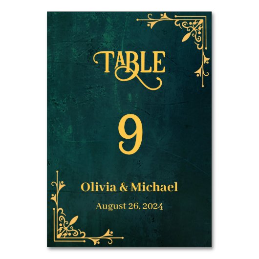 ヴィンテージダーク結婚グリーンのテーブル番号 テーブルナンバー (裏面)