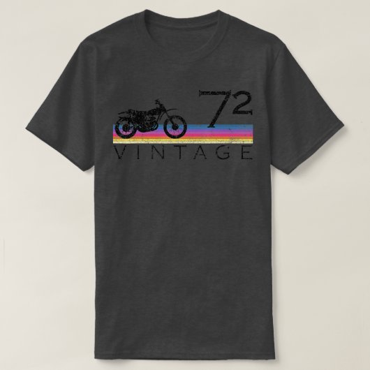 ヴィンテージダートバイク72モトクロス50歳の誕生日 Tシャツ (デザイン正面)