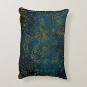 ヴィンテージダ図解入りの、写真付きのークブルー&金ゴールドスターマップ アクセントクッション (裏面(縦))