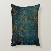 ヴィンテージダ図解入りの、写真付きのークブルー&金ゴールドスターマップ アクセントクッション (正面(垂直))