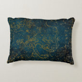 ヴィンテージダ図解入りの、写真付きのークブルー&金ゴールドスターマップ アクセントクッション (裏面)