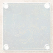 ヴィンテージダ図解入りの、写真付きのークブルー&金ゴールドスターマップ ガラスコースター (裏面)