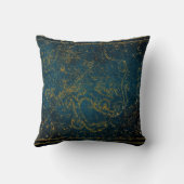 ヴィンテージダ図解入りの、写真付きのークブルー&金ゴールドスターマップ クッション (裏面)