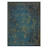 ヴィンテージダ図解入りの、写真付きのークブルー&金ゴールドスターマップ テーブルクロス (正面)