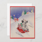 ヴィンテージチアオそれはクリスマスのそり犬だ シーズンカード (正面/裏面)