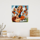 ヴィンテージチアリーダーイラストレーション ポスター (キッチン)