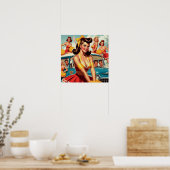 ヴィンテージチアリーダーイラストレーション ポスター (キッチン)