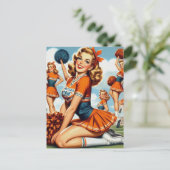 ヴィンテージチアリーダーイラストレーション ポストカード (スタンド正面)