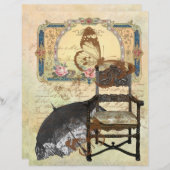 ヴィンテージチェアラベルレース傘バタフライスクリプト (正面/裏面)