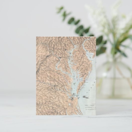 ヴィンテージチェサピーク湾の地図(1861年) ポストカード (スタンド正面)