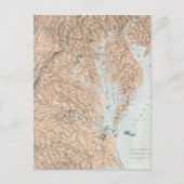 ヴィンテージチェサピーク湾の地図(1861年) ポストカード (正面)