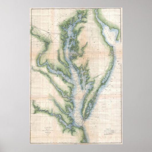 ヴィンテージチェサピーク湾の地図（1873年） ポスター (正面)