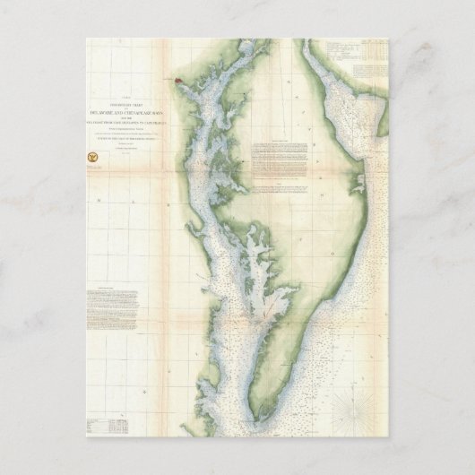 ヴィンテージチェサピーク湾地図 ポストカード (正面)